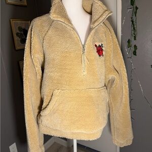Empyre Tan Fleece Jacket with Red Rose Detail